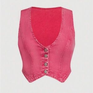 Women's Pink Denim Vest